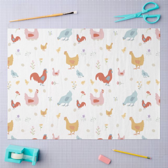 Papel De Seda Pollitos Lindos Gallinas y Polluelos (Artesanía)
