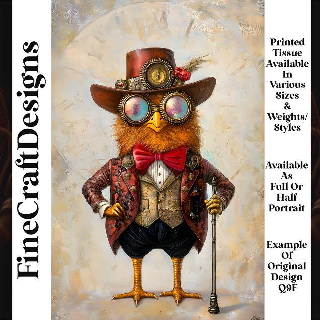 Papel De Seda Pollo Antropomórfico Steampunk Q9F Decoupage (Subido por el creador)