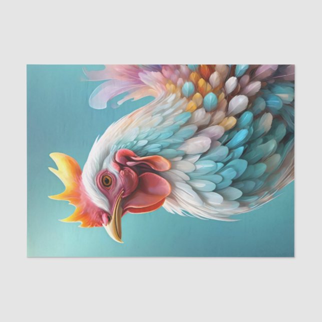 Papel De Seda Pollo arcoiris, (Anverso)