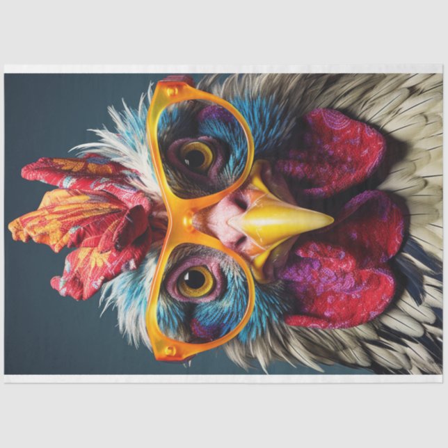 Papel De Seda Pollo en Red Glasses Wackadoodle Decoupage (Anverso)