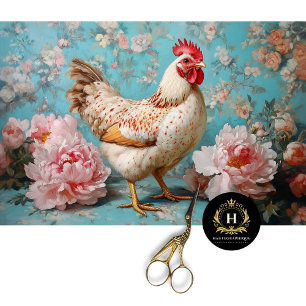 Papel De Seda Pollo moteado peonías rosas decoupage