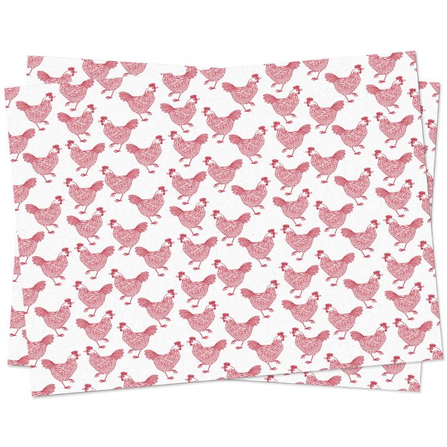 Papel De Seda Pollo rojo Hen (Chicken hen poultry red and white tissue paper)