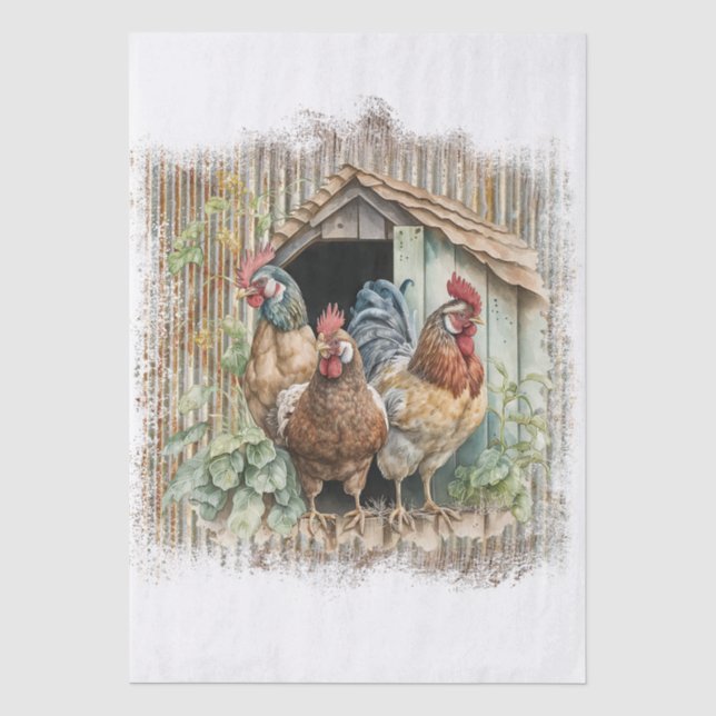 Papel De Seda Pollos de granja de primavera (Anverso)
