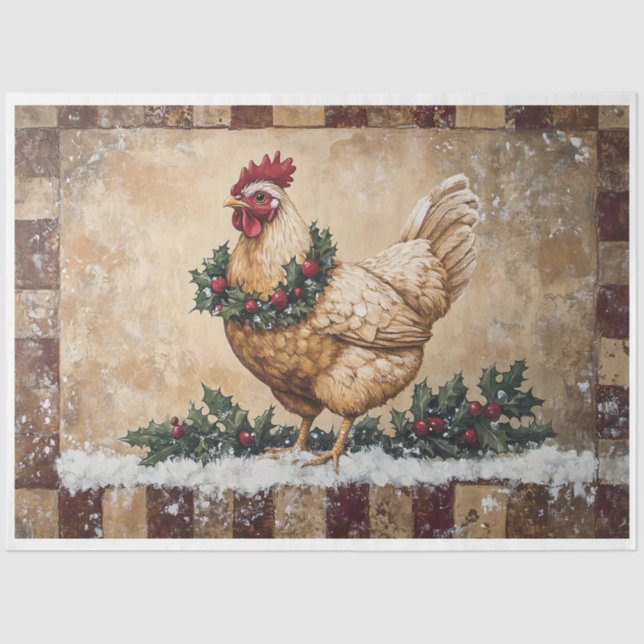 Papel De Seda Pollos Navidades primitivos (Anverso)