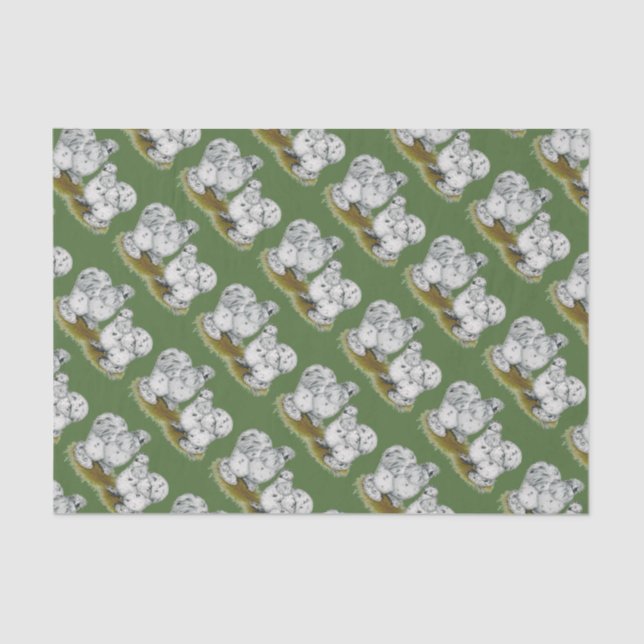 Papel De Seda Pollos pequenos del chapoteo de Silkie (Anverso)