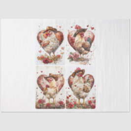 Papel De Seda Pollos Rústicos de San Valentín
