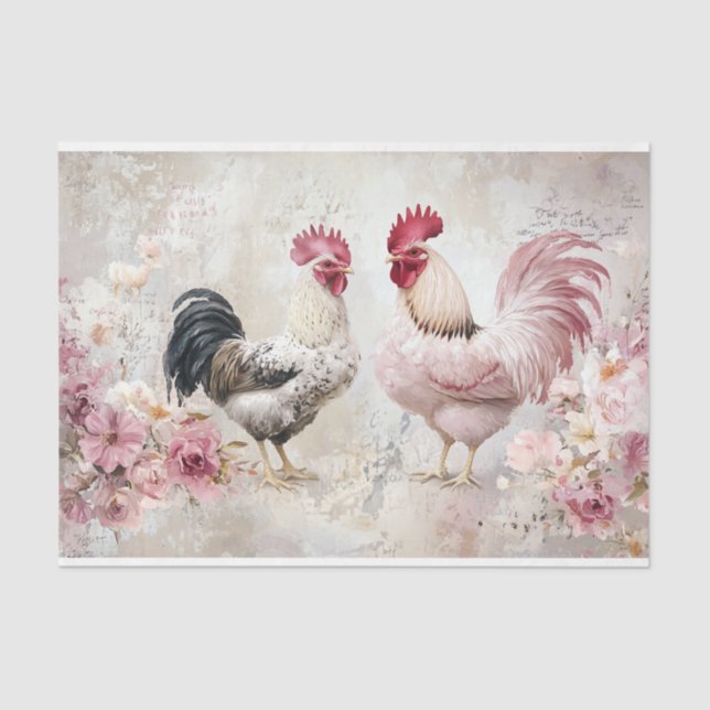 Papel De Seda Pollos Shabby Chic Pink Decoupage (Anverso)