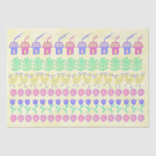 Papel De Seda Pollos y árboles florales suecos