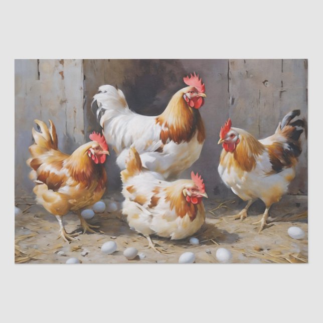 Papel De Seda Pollos y Huevos de Corral Decoupage (Anverso)