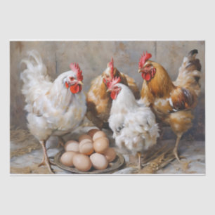 Papel De Seda Pollos y Huevos de Granja Decoupage