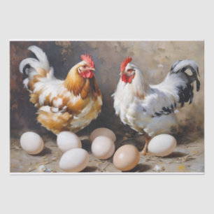 Papel De Seda Pollos y Huevos de Granja Decoupage