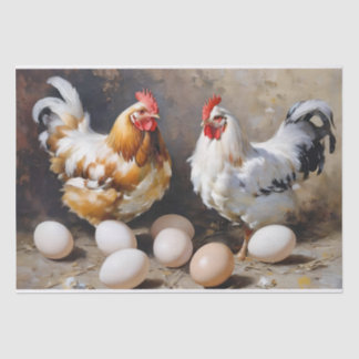 Papel De Seda Pollos y Huevos de Granja Decoupage