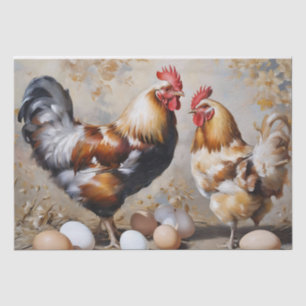 Papel De Seda Pollos y Huevos de Granja Decoupage