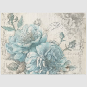 Papel De Seda Polvo Azul Vintage Inspiración Floral Descomposici