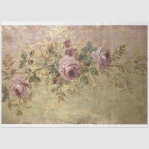 Papel De Seda Polvo de Oro, Floral Vintage y Pátina