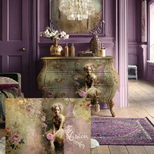 Papel De Seda Polvo de Oro, Hada Vintage, Romanticismo y Floral