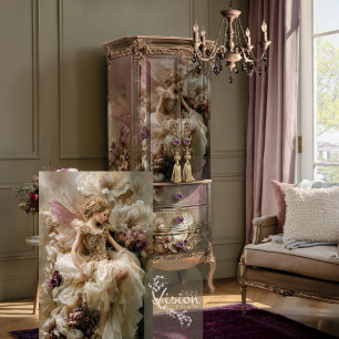 Papel De Seda Polvo Floral Etéreo Hada Ciruela Polvo Beige Cásca