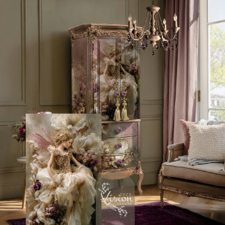Papel De Seda Polvo Floral Etéreo Hada Ciruela Polvo Beige Cásca