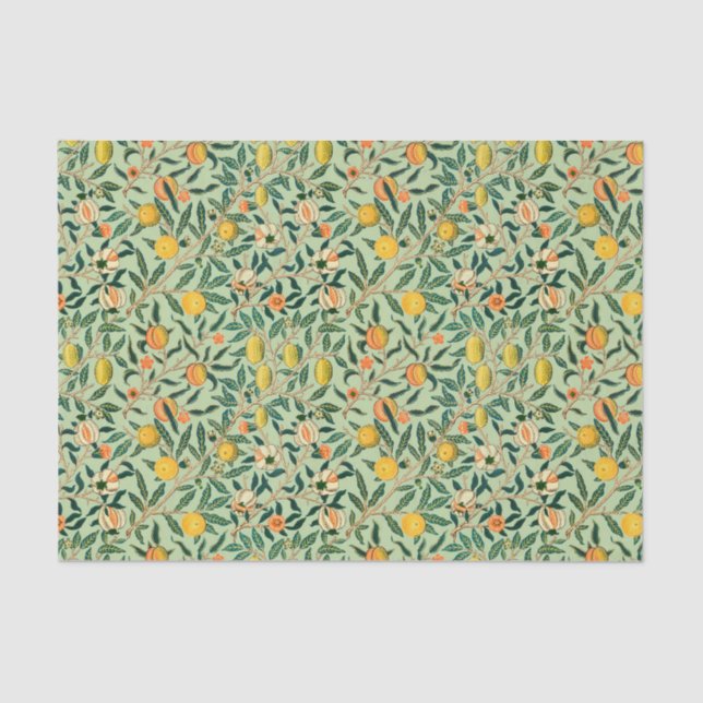 Papel De Seda Pomegranate William Morris verde manzana original  (Anverso)