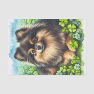 Papel De Seda Pomerania atigrada decoupage de aquarela de trébol