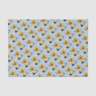 Papel De Seda Pomerania en pintura de Daisies - Arte de perro or