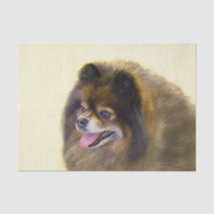Papel De Seda Pomerania Negra y Tan Pintura Original de Perro
