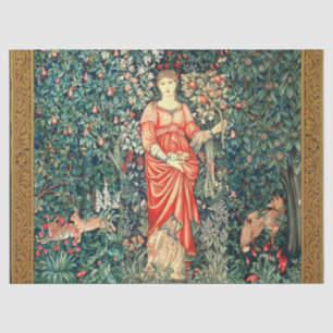 PAPEL DE SEDA POMONA TIENE FRUTAS EN VERDES, ANIMALES FORESTALES