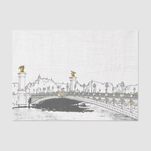 Papel De Seda Pont Alexandre III en el río Sena - París Francia (Anverso)