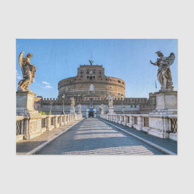 Papel De Seda Ponte y Castillo Sant'Angelo - Roma, Italia (Anverso)