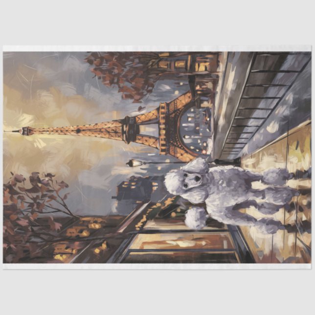 Papel De Seda Poodle en Paris Pintura Desnuda (Anverso)