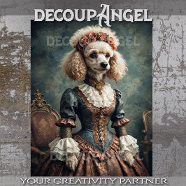 Papel De Seda Poodle victoriano -Decoupage-