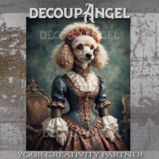 Papel De Seda Poodle victoriano -Decoupage- (Subido por el creador)