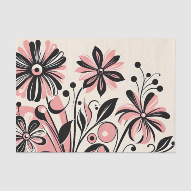 Papel De Seda Pop color floral rosa (Anverso)