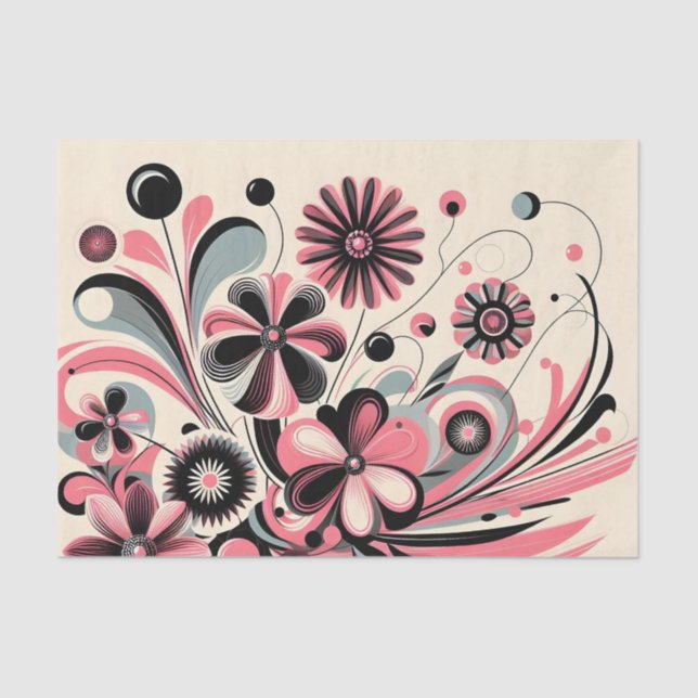 Papel De Seda Pop color floral rosa (Anverso)