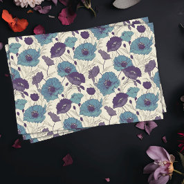 Papel De Seda Poppies con sabor vintage en morado y Verde azulad