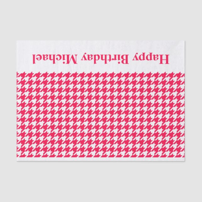 Papel De Seda Poppy Modern Houndstoth con mensaje personalizado (Anverso)