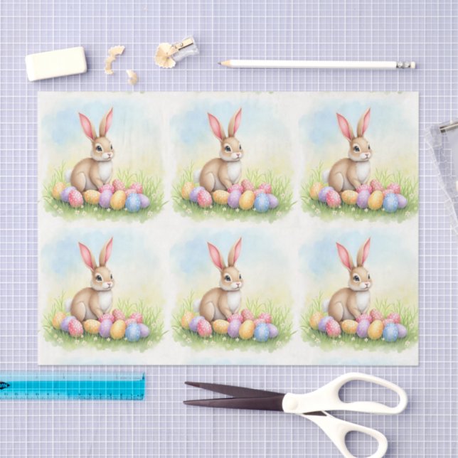 Papel De Seda Popular Cute Easter Bunny And Eggs Collection (Artesanía)