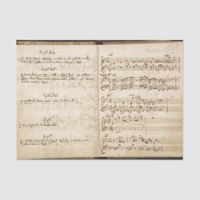 Papel De Seda Portátil de música manuscrita austriaca 1700 (Anverso)
