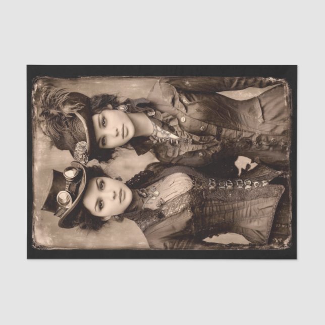Papel De Seda Portrait of Two Steampunk Women DX5R Decoupage (Anverso)