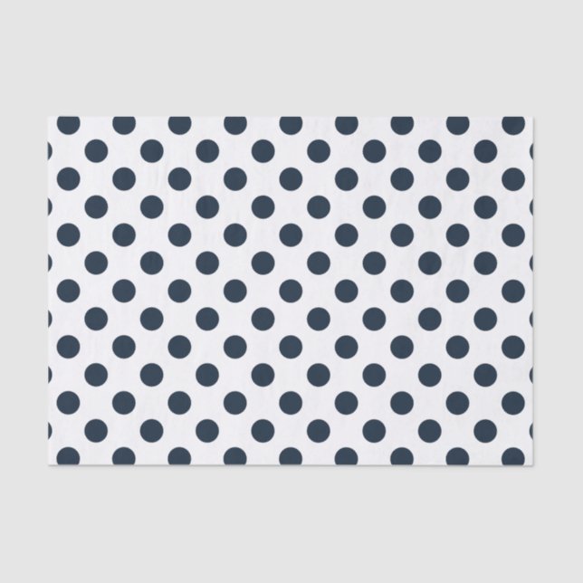 Papel De Seda Pos de polka azul marino oscuro (Anverso)