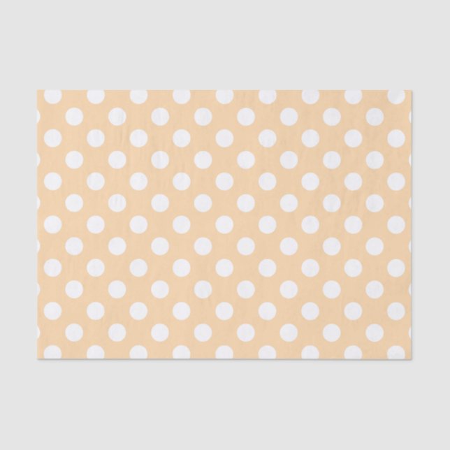 Papel De Seda Pos de polka blanca en beige (Anverso)