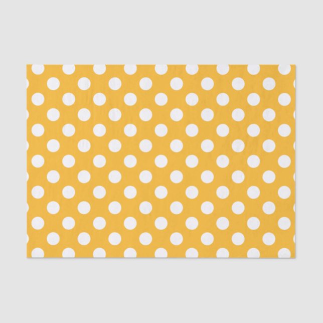 Papel De Seda Pos de polka blanca sobre amarillo (Anverso)