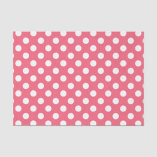 Papel De Seda Pos de polka blanca sobre el coral