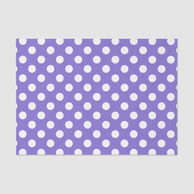 Papel De Seda Pos de polka blanco en periwinkle (Anverso)