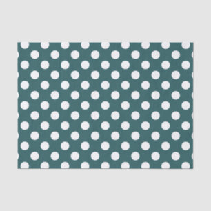 Papel De Seda Pos de polka blanco en verde azulado