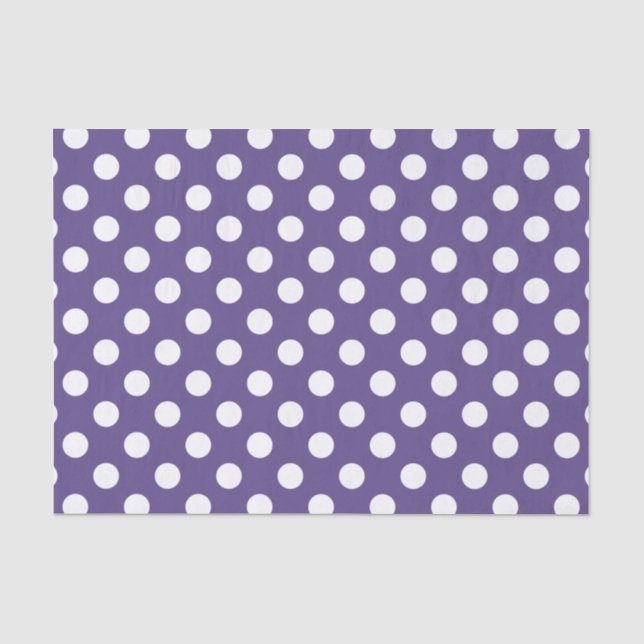 Papel De Seda Pos de polka blanco sobre ultravioleta (Anverso)