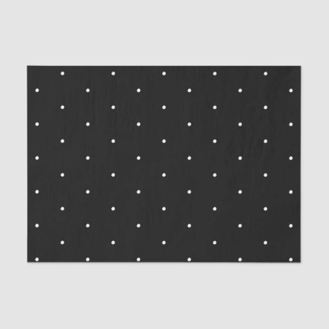 Papel De Seda Pos de polka Elegante patrón blanco y negro (Anverso)