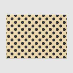 Papel De Seda Pos de polka negra en amarillo pálido