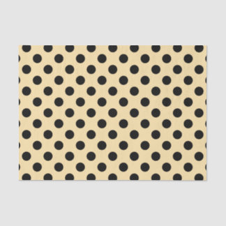 Papel De Seda Pos de polka negra en amarillo pálido