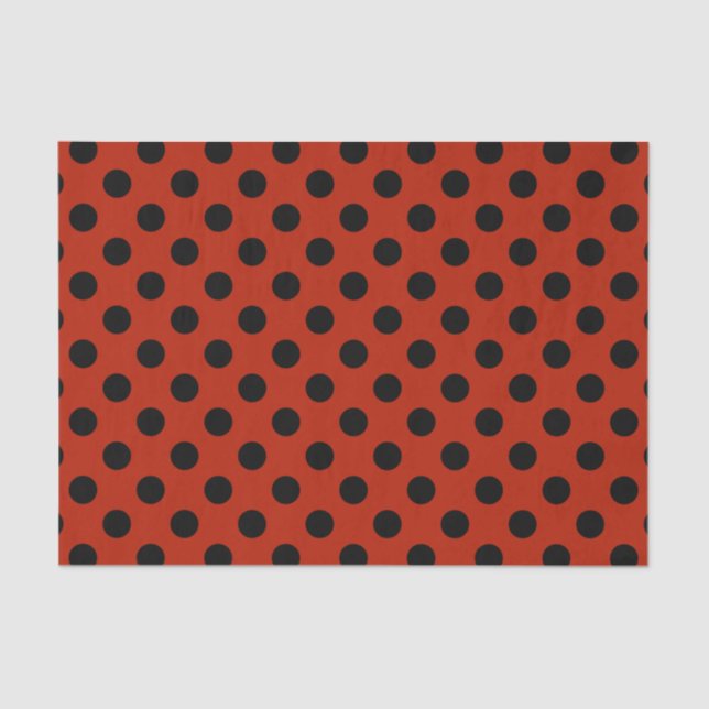 Papel De Seda Pos de polka negra en rojo (Anverso)